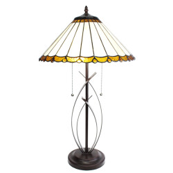 LumiLamp Tiffany tafellamp Ø 41x69 cm bruin glas kunststof rond tiffany