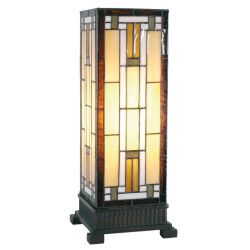 LumiLamp Tiffany tafellamp 18x45 cm beige glas vierkant tiffany