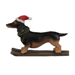 Clayre & Eef Kerstdecoratie beeld hond teckel 10x3x7 cm kunststof