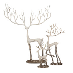 Clayre & Eef Decoratie beeld set van 3 hert 51x11x64 / 23x7x43 / 16x6x28 cm