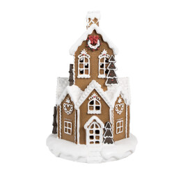 Clayre & Eef Gingerbread house met led 20x20x32 cm kunststof