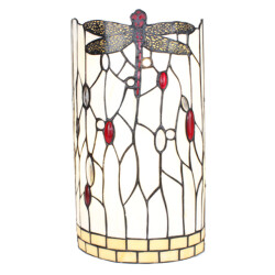 LumiLamp Wandlamp tiffany 20x10x36 cm zwart glas metaal halfrond libelle