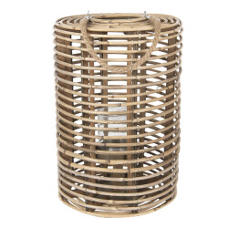 Clayre & Eef Windlicht Ø 34x50 cm hout glas rond kaarsenhouder