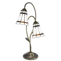 LumiLamp Tiffany tafellamp 61 cm wit kunststof glas tiffany bureaulamp
