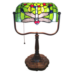 LumiLamp Tiffany tafellamp 25x25x42 cm rood polyresin glas libelle