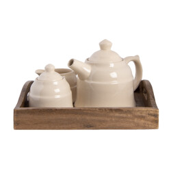 Clayre & Eef Theepot set 27x22x16 cm bruin hout theekan