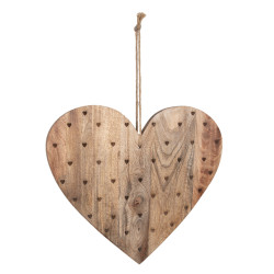 Clayre & Eef Decoratie snijplank 38x40 cm hout hartvormig hartjes