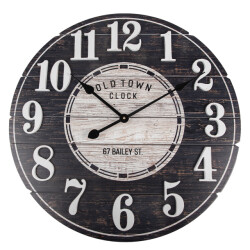 Clayre & Eef Wandklok Ø 59x5 cm hout old town muurklok