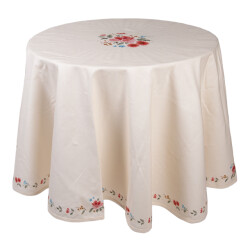 Clayre & Eef Tafelkleed Ø 170 cm katoen rond rozen tafellaken
