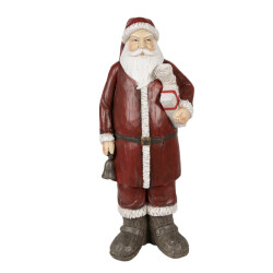 Clayre & Eef Beeld kerstman 18x14x46 cm polyresin kerstdecoratie