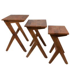 Clayre & Eef Bijzettafel set van 3 54x35x51 cm hout rechthoek sidetable