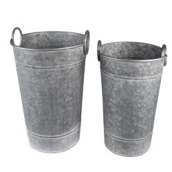 Clayre & Eef Decoratie emmer set van 2 Ø 29x41 cm metaal rond bloempot