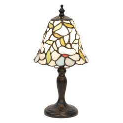 LumiLamp Tiffany tafellamp Ø 16x31 cm geel glas kunststof bloemen