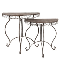 Clayre & Eef Plantentafel set van 2 76x38x75 / 64x32x65 cm ijzer