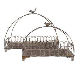 Clayre & Eef Decoratie mand set van 2 39x20x30/ 30x15x22 cm metaal