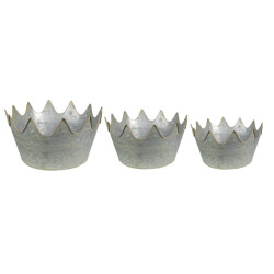 Clayre & Eef Planthouder Ø 43x21 cm grijs metaal rond bloempot