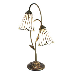 LumiLamp Tiffany tafellamp 61 cm wit glas tiffany bureaulamp