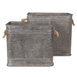 Clayre & Eef Decoratie zinken teil set van 2 metaal vierkant decoratie