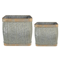 Clayre & Eef Planthouder 38x27x39 cm grijs metaal rechthoek bloempot