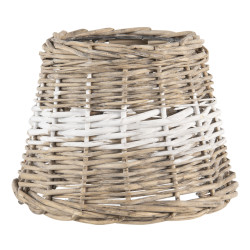 Clayre & Eef Lampenkap Ø 20x15 cm rotan rond stoffen lampenkap