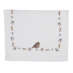 Clayre & Eef Gastendoekje 40x66 cm beige bruin katoen vogel toilet handdoek