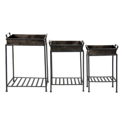 Clayre & Eef Plantenstandaard set van 3 ijzer plantentafel