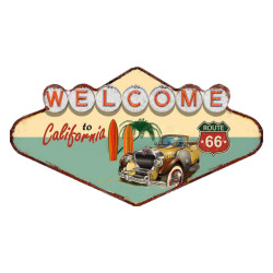 Clayre & Eef Wanddecoratie 49x27 cm rood ijzer welcome to california