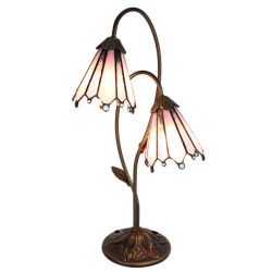 LumiLamp Tiffany tafellamp 61 cm roze glas tiffany bureaulamp