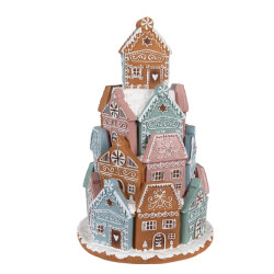 Clayre & Eef Gingerbread house met led Ø19x28 cm blauw kunststof