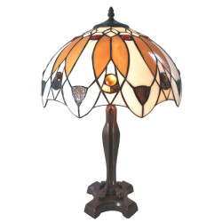 LumiLamp Tiffany tafellamp Ø 41x57 cm bruin glas tiffany bureaulamp