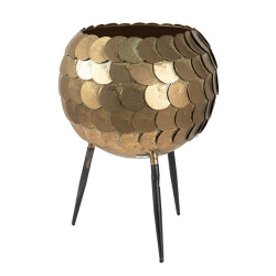 Clayre & Eef Planthouder Ø 22x28 cm zwart ijzer rond bloempot op