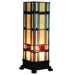 LumiLamp Tiffany tafellamp 12x12x35 cm groen glas rechthoek tiffany