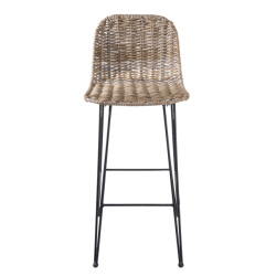 Clayre & Eef Barkruk 40x40x93 cm rotan ijzer kruk