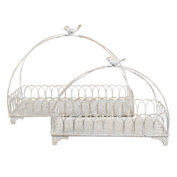 Clayre & Eef Decoratie mand set van 2 39x20x30/ 30x15x22 cm metaal
