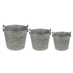 Clayre & Eef Planthouder Ø 32x25 cm grijs metaal rond bloempot