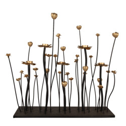Clayre & Eef Kandelaar 69x15x66 cm goudkleurig ijzer bloemen