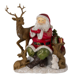 Clayre & Eef Beeld kerstman 18x13x19 cm bruin polyresin kerstdecoratie