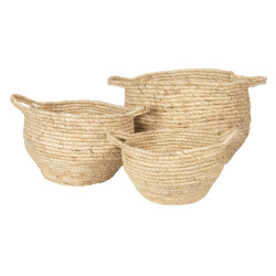 Clayre & Eef Opbergmand set van 3 Ø 30 Ø 25 Ø 20 cm zeegras rond mand