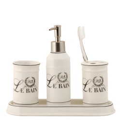 Clayre & Eef Badkamerset set van 4 keramiek le bain badkamer accessoires