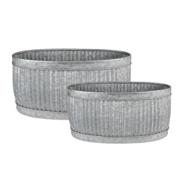 Clayre & Eef Decoratie zinken teil set van 2 52x25x26 cm metaal ovaal