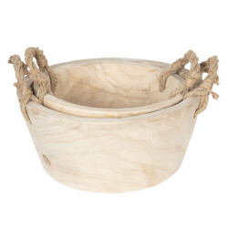Clayre & Eef Opbergmand set van 2 Ø 36 / Ø 29 cm hout rond mand