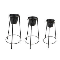 Clayre & Eef Bloempot set van 3 ijzer plantenstandaard