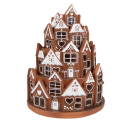 Clayre & Eef Gingerbread house met led Ø 21x26 cm kunststof kerstdecoratie