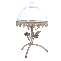 Clayre & Eef Stolp Ø 20x35 cm ijzer rond bloemen glazen stolp