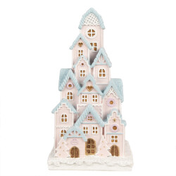 Clayre & Eef Gingerbread house met led 13x13x26 cm kunststof
