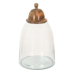 Clayre & Eef Voorraadpot Ø 23x38 cm glas hout rond voorraadbus