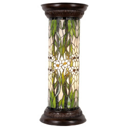 LumiLamp Zuil tiffany Ø 31x78 cm wit glas rond bloemen bureaulamp