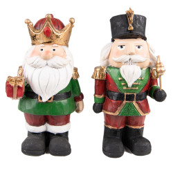 Clayre & Eef Beeld notenkraker 21 cm groen polyresin kerstdecoratie