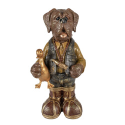 Clayre & Eef Beeld hond 16x14x34 cm groen polyresin