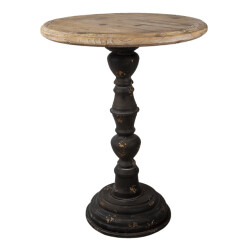 Clayre & Eef Bijzettafel Ø 57x75 cm hout ijzer rond